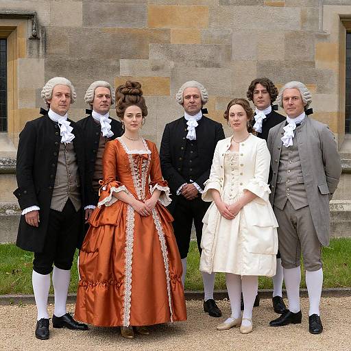 18th-Century Group Portrait in Orange