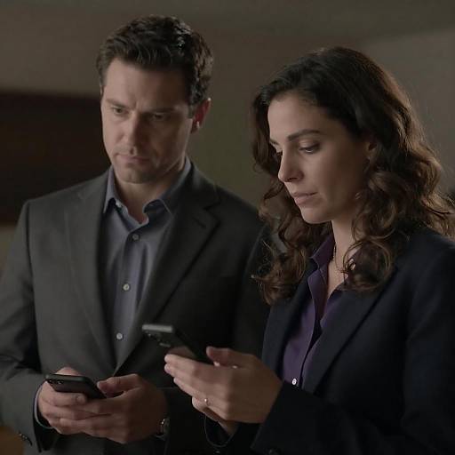 Moody Portrait of Couple with Phone