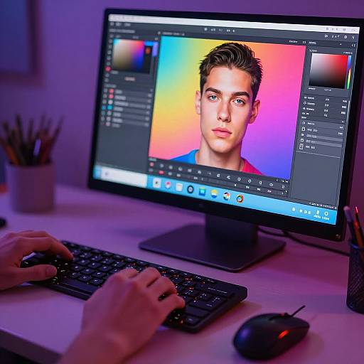 Digital Artist Editing Face Online