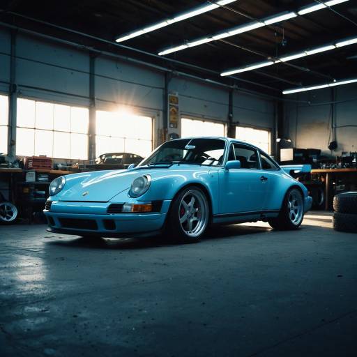 Powder Blue RUF 911 BTR in Tire Shop