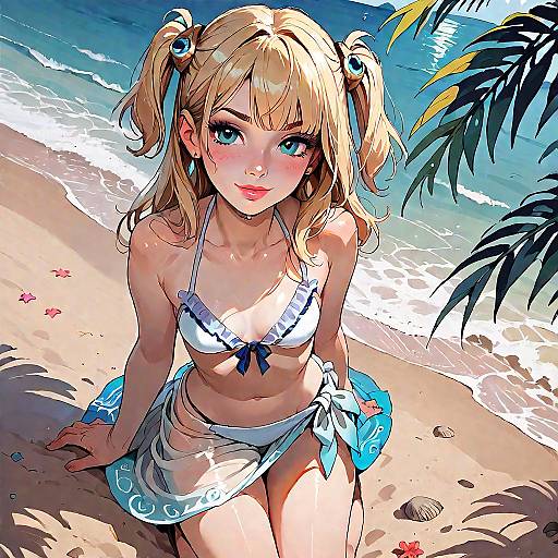 Sunlit Beach Pinup: Dolphin Photo Session