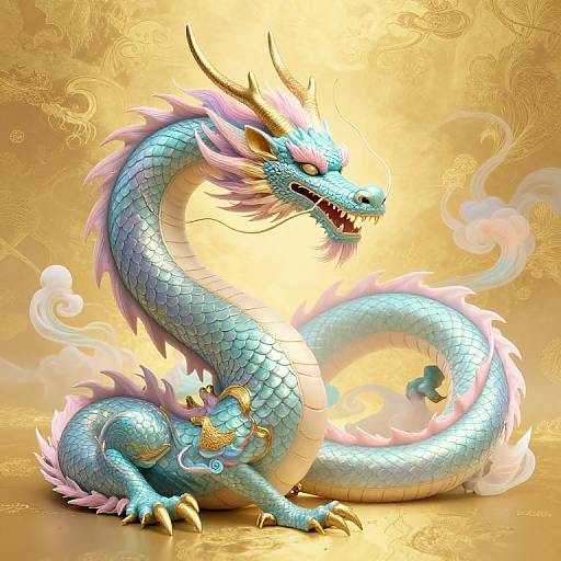 Mythical Japanese Dragon in Pastel