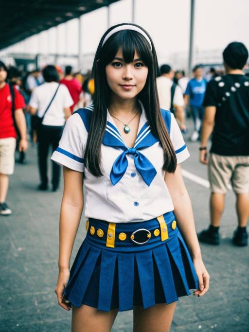 Realistic Cosplay Portrait of Mini Skirt Woman