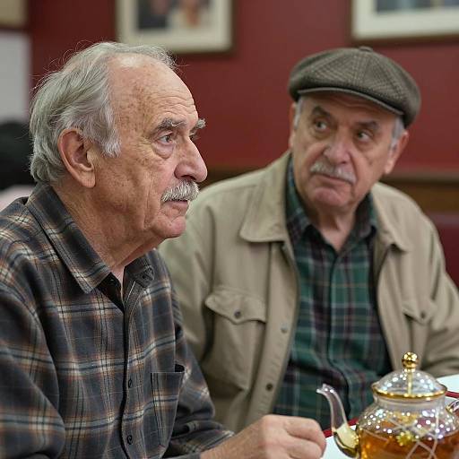 Elderly Men Talking in Diner