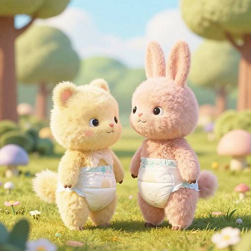 Whimsical Diaper Couples in Park