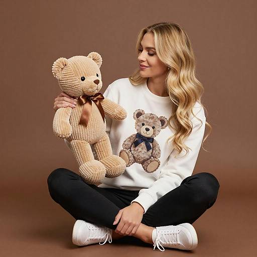 Blonde Woman with Teddy Bear Portrait