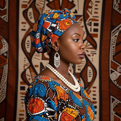 Profile of Black Woman with African Patterns