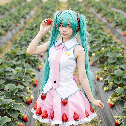 Strawberry Miku Cosplay in Strawberry Field