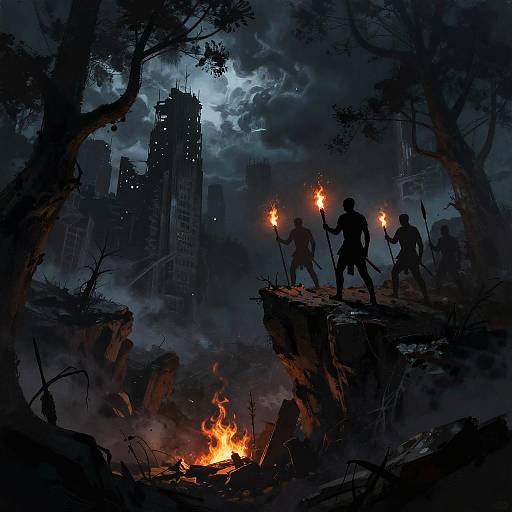 Apocalyptic Cliffside Vigil Scene