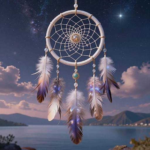 Intricate Dreamcatcher Against Cosmic Night Sky