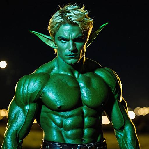 Muscular Green Goblin at Night