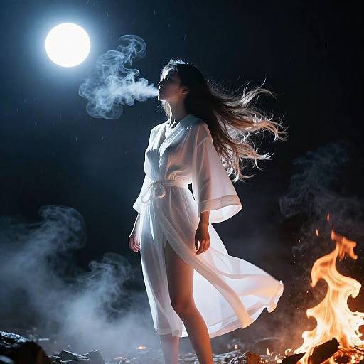 Ethereal Girl in Glowing Robe