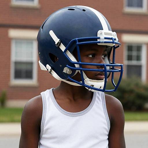 Focused Young Football Player in Urban Setting