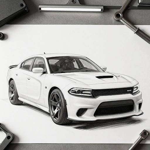 Muscular Dodge Charger Hellcat Sketch