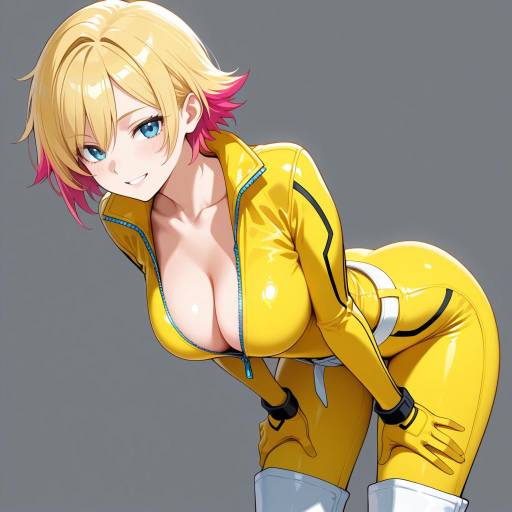 Teenage Girl in Vibrant Yellow Bodysuit Teenage Girl in Vibrant Yellow Bodysuit
