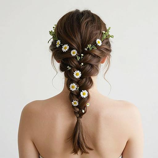 Elegant Braids with Daisies and Foliage