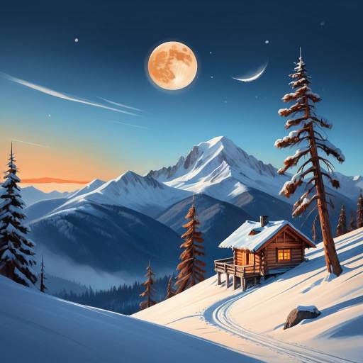 Serene Winter Mountain Landscape Painting