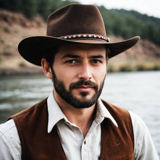 Young Cowboy Wearing Hat by River