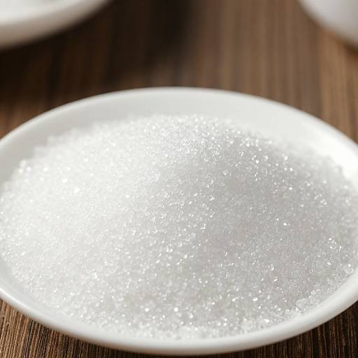 White Granulated Sugar in White Bowl