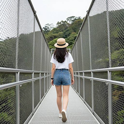 Woman Walking on Canopy Walkway