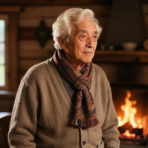 Elderly Man with Ombre Hairstyle