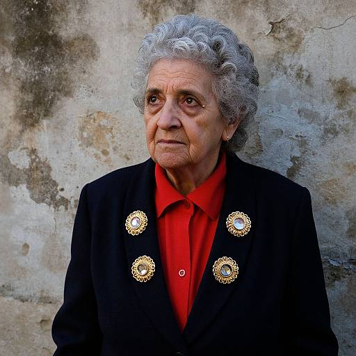 Elderly Woman with Golden Brooches