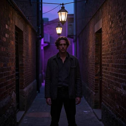 Vintage Man in Twilight Alley