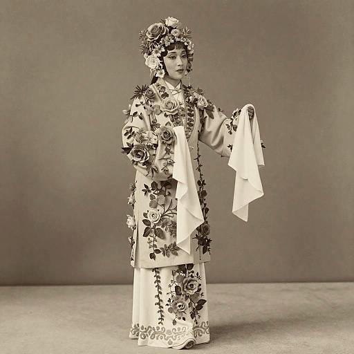 Floral Opera Singer in Vintage Sepia