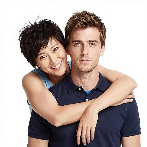 Casual Couple Portrait on White Background