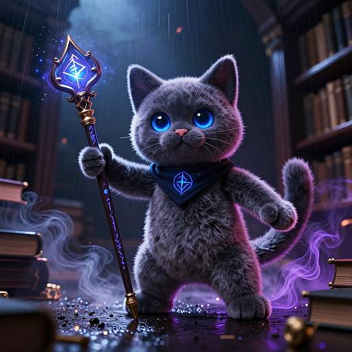 Arcane Russian Blue Cat Scholar