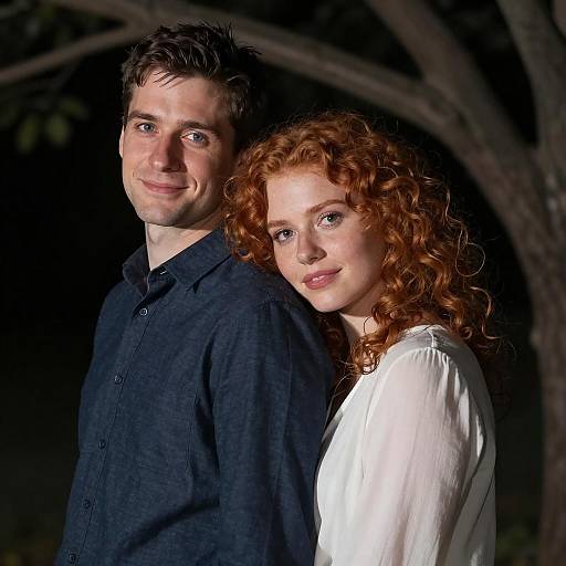 Romantic Night Embrace Beneath a Tree