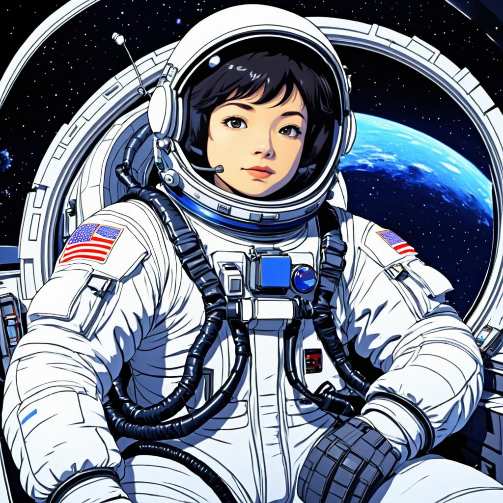 Hopeful Astronaut in Dramatic Anime Style