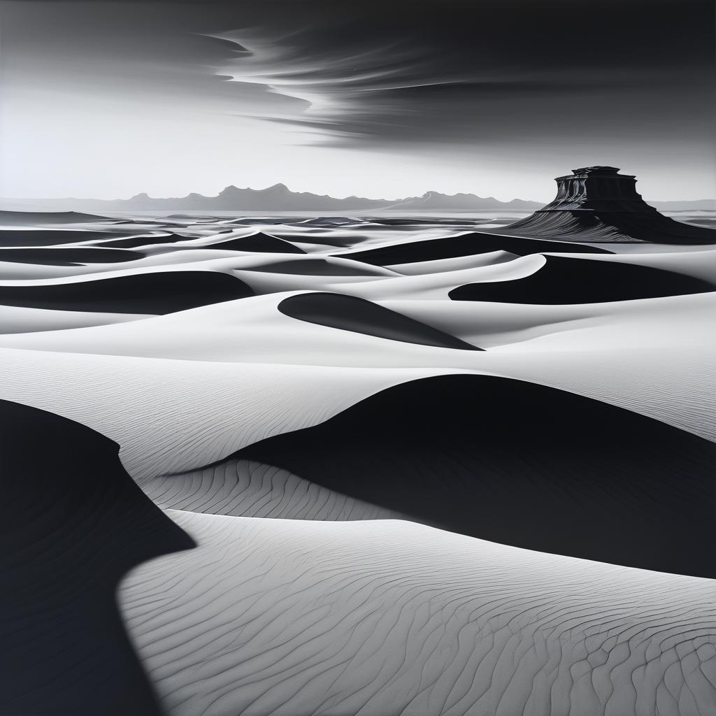 Surreal Monochrome Desert Landscape Art