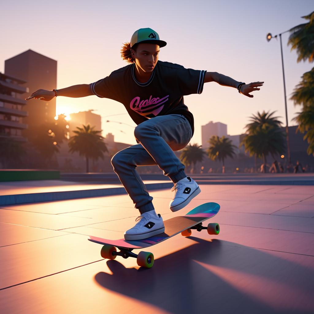 Dynamic Urban Skateboarder Action Shot