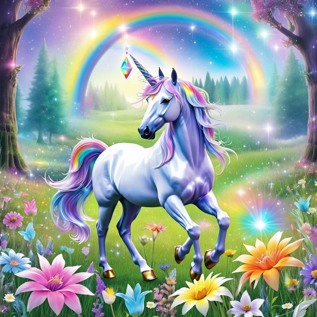 Enchanted Unicorn in a Colorful Meadow