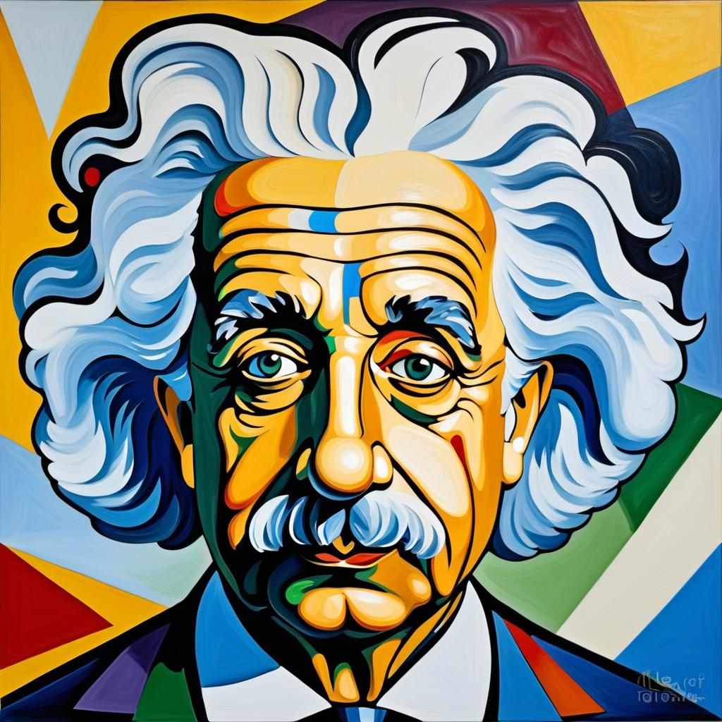 Einstein Portrait in Picasso's Style