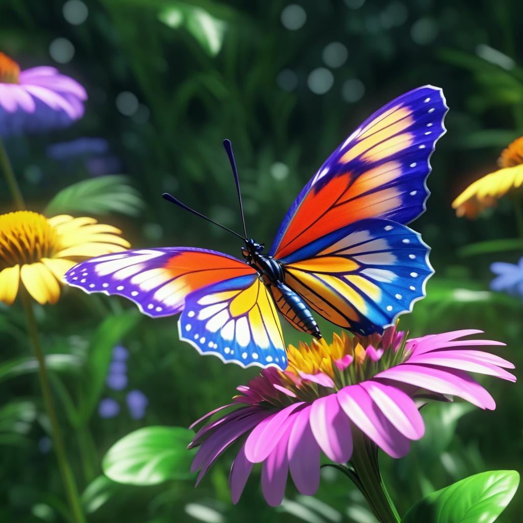 Vibrant Butterfly in a Blooming Garden