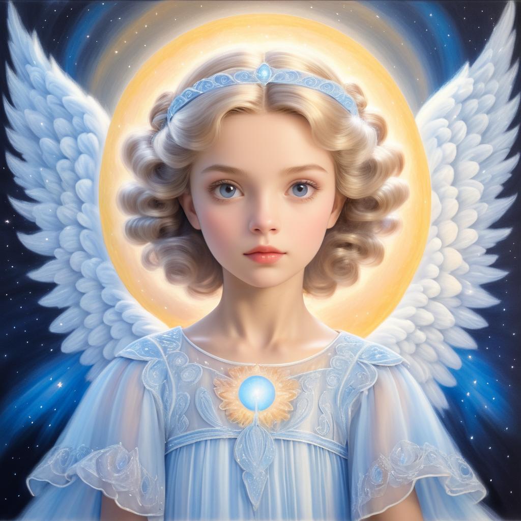 Celestial Angel Portrait in Crayon Style