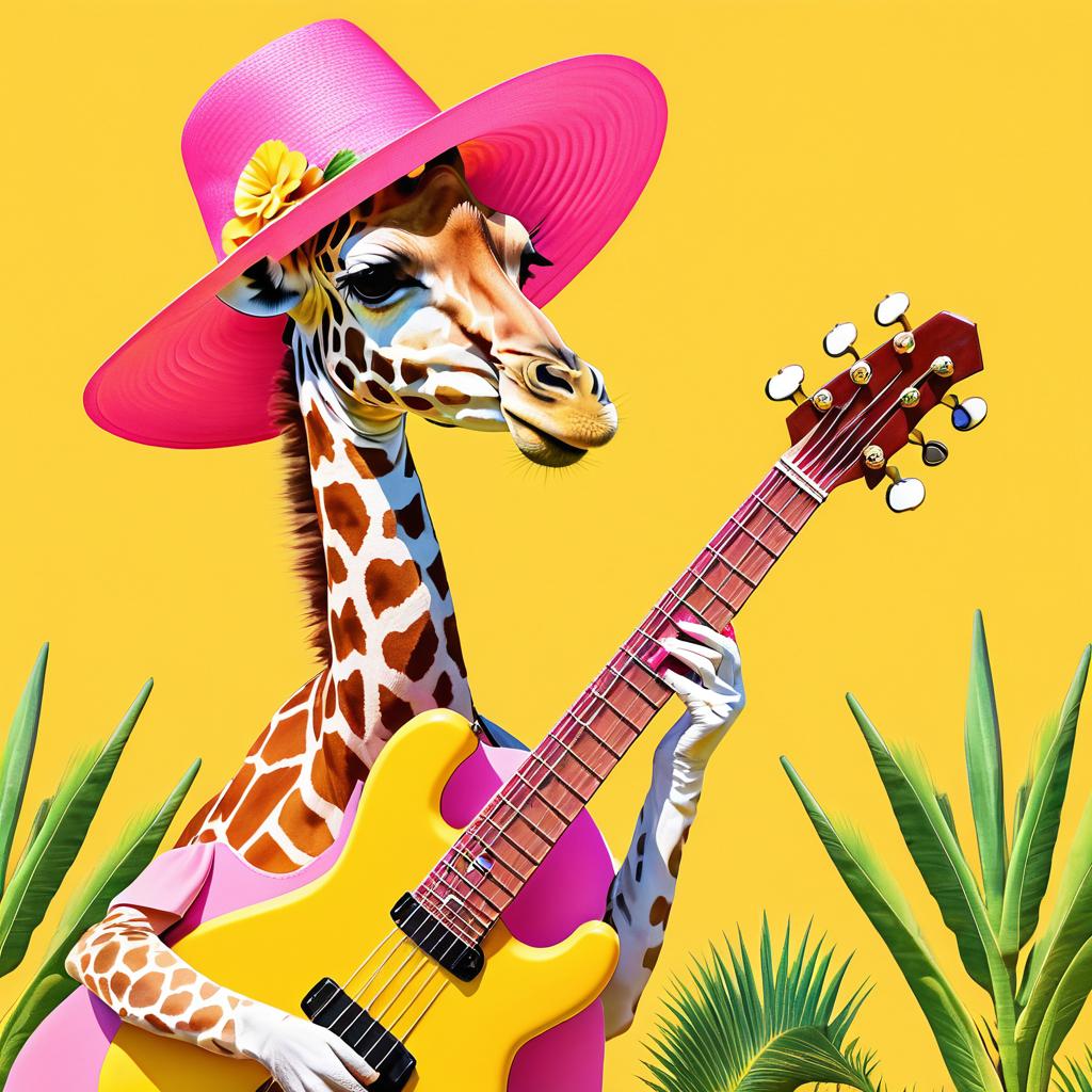 Vibrant Portrait of a Giraffe Musician