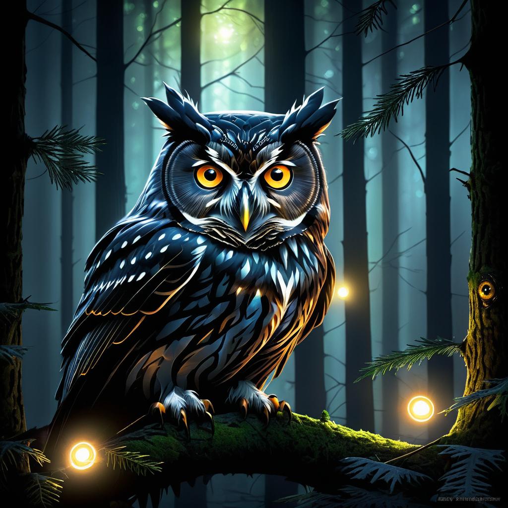 Mysterious Owl in Enchanted Forest