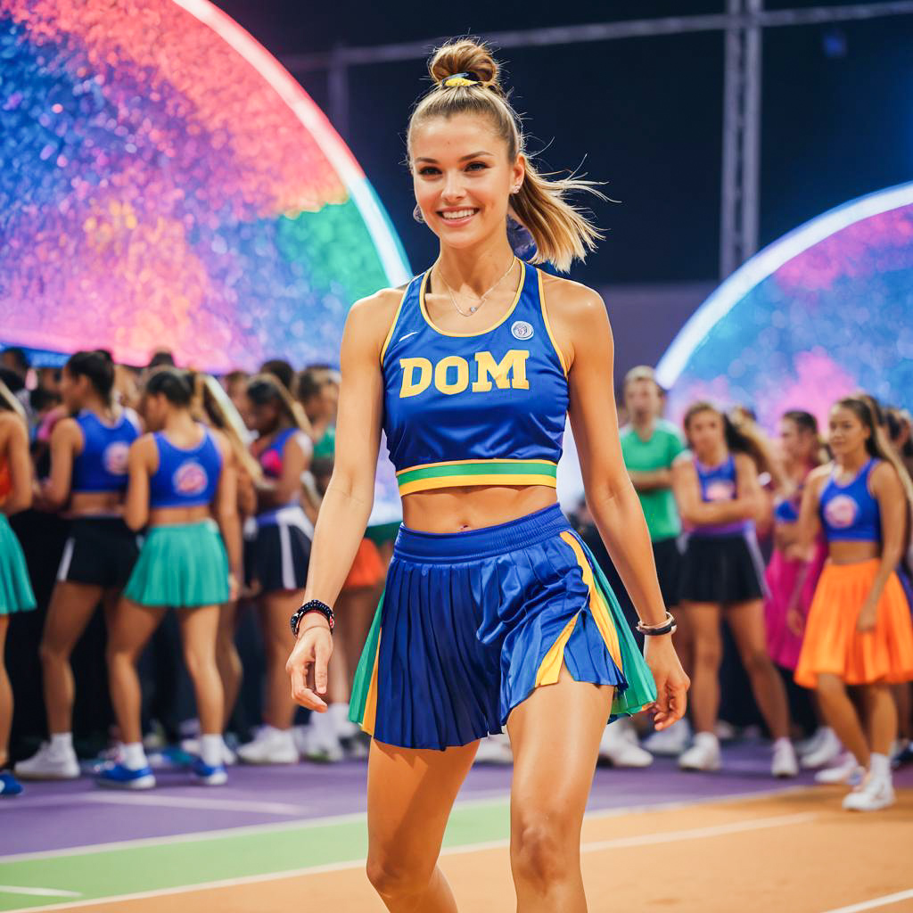 Energetic Cheerleader at a Music Festival