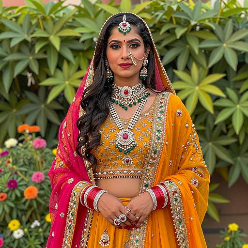Indian Woman in Traditional Punjabi Attire