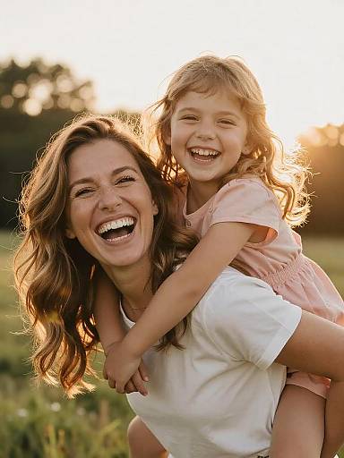 Golden-Hour Mother and Daughter Close-Up