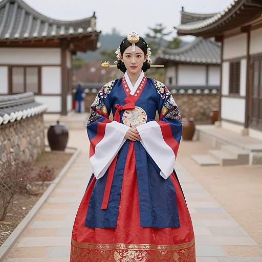 Young Woman in Traditional Korean Hanbok