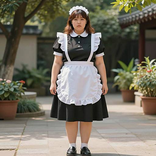 Elegant Plus Size Maid in Garden