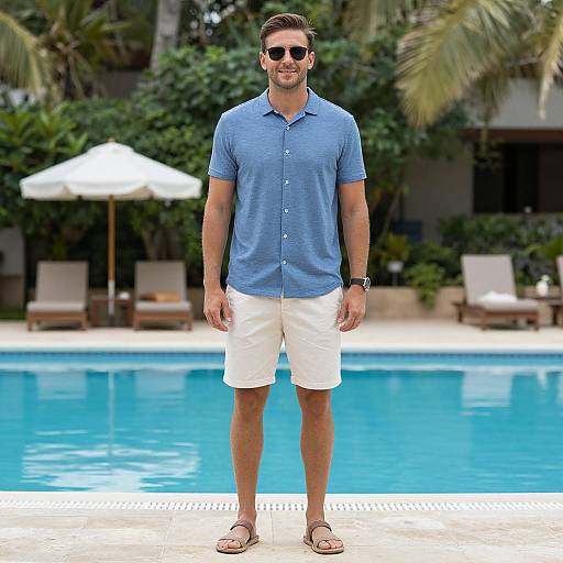 Man in Resort Casual by Pool