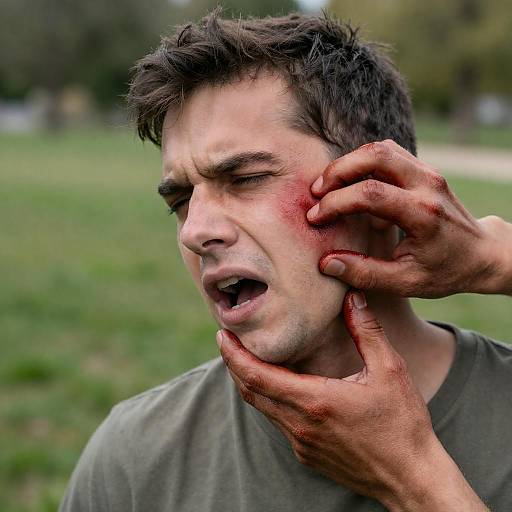 Painful Portrait in a Grassy Setting