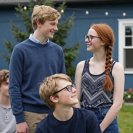 Outdoor Group Photo with Smiling Friends