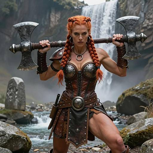 Warrior Dwarf in Mountain Valley Scene