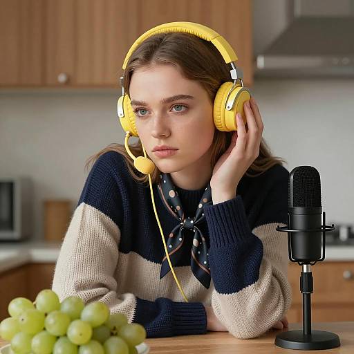 Focused Young Woman in a Cozy Setting